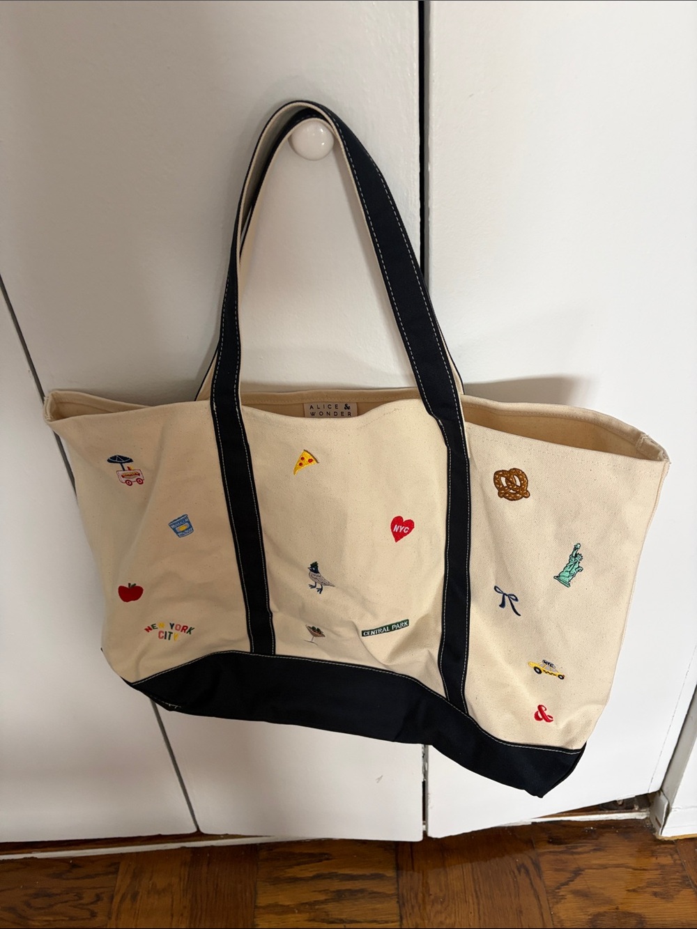 Cream Canvas Tote with Black Trim